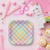 Pastel Plaid Papieren Bordje (Feest)
