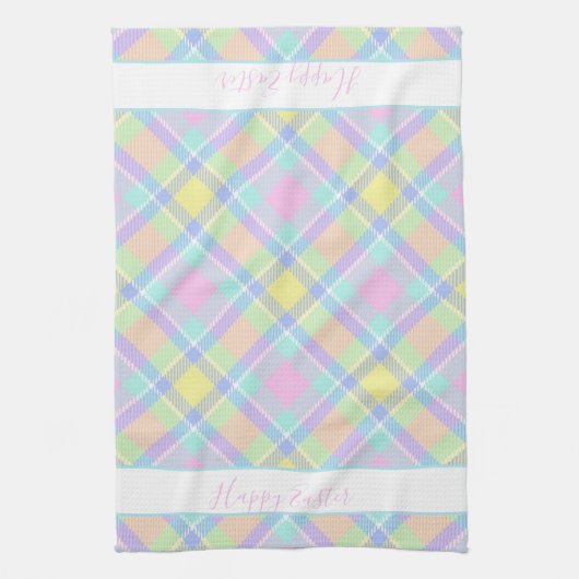 Pastel plaid Pâques serviette de cuisine (Vertical)