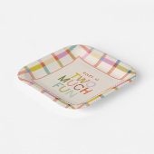 Pastel Plaid "Twee veel plezier" 2e verjaardag Cus Papieren Bordje (Gebogen)