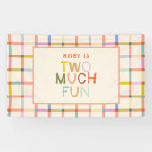 Pastel Plaid "Twee veel plezier" 2e verjaardag Spandoek (Horizontaal)