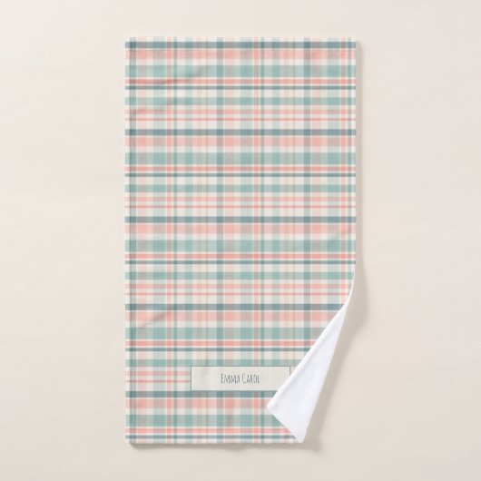 Pastel Plaid with name (Serviette à main)