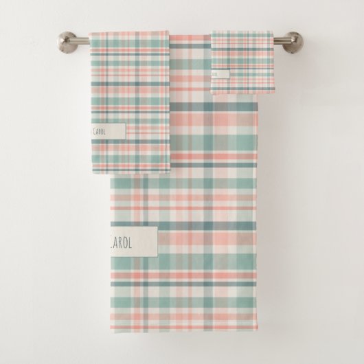 Pastel Plaid with name Bad Handdoek (Insitu)