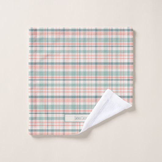 Pastel Plaid with name Bad Handdoek (Wasdoekje)