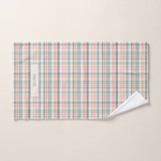 Pastel Plaid with name Bad Handdoek (Handdoek)