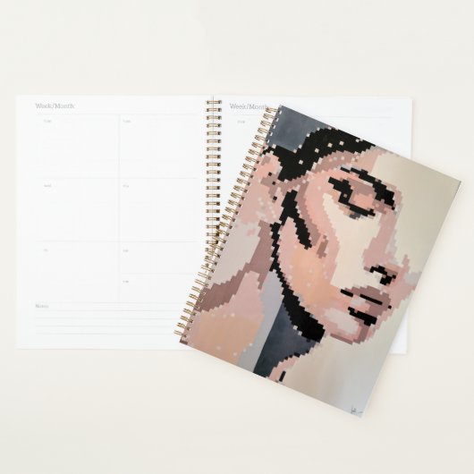Pastel planner with soft pixel portrait (Devant avec enveloppe)