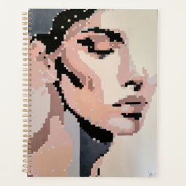 Pastel planner with soft pixel portrait