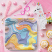 Pastel Plastic Fluid Abstract Papieren Bordje (Feest)