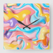 Pastel Plastic Fluid Abstract Vierkante Klok (Voorkant)