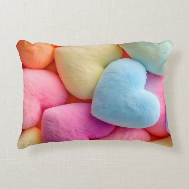 Pastel Pluche Hearts Sierkussen Accent Kussen (Voorkant)