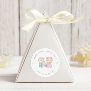 Pastel Pluche Speelgoed Baby shower Ronde Sticker