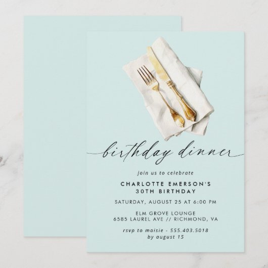 Pastel poeder blauw | Schattige script verjaardags Kaart (Voorkant / Achterkant)