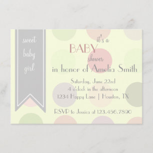 Pastel Polka Dot Baby Girl Shower Kaart