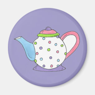 Pastel Polka Dot en céramique Tea Pot Magnet Teapo