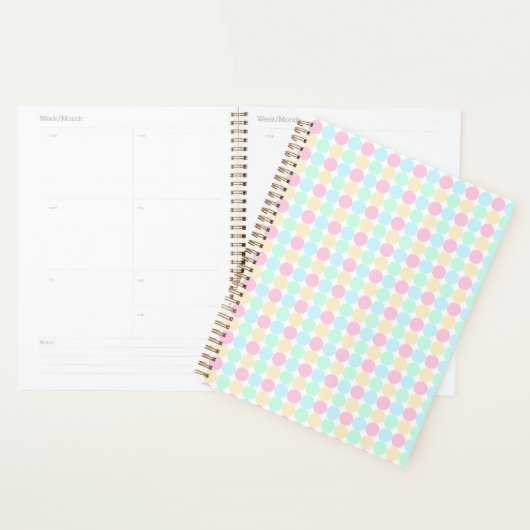 Pastel Polka Dot Hardcover Spiral Planner (Devant avec enveloppe)