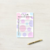 Pastel Polka Dot Monogram gepersonaliseerd Feminin Post-it® Notes (Op bureau)