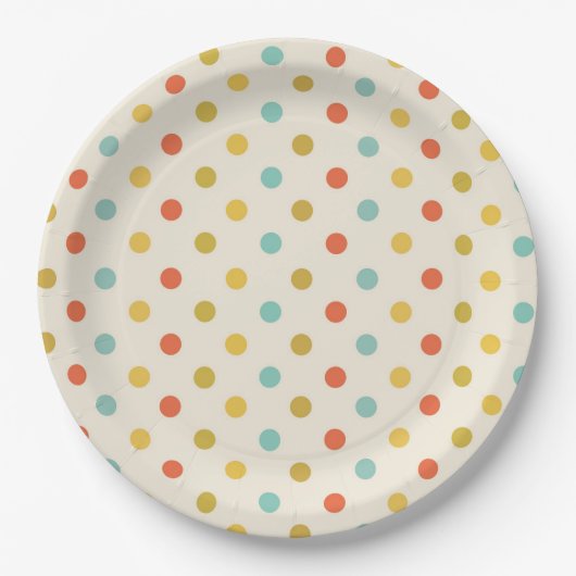Pastel Polka Dot Pattern Papieren Bordje (Voorkant)