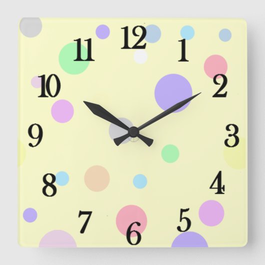 Pastel Polka Dot Pattern Vierkante Klok (Voorkant)
