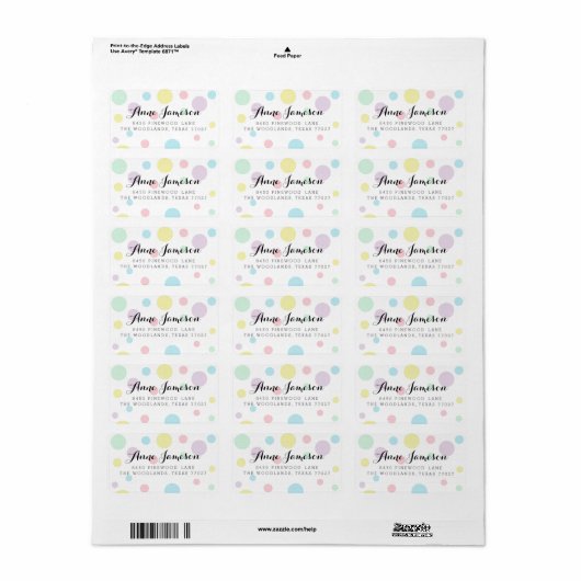 Pastel Polka Dots Adresetiketten Etiket (Full Sheet)