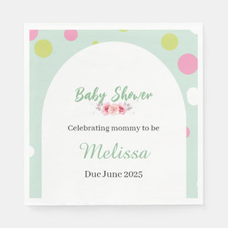 Pastel polka dots baby shower servet