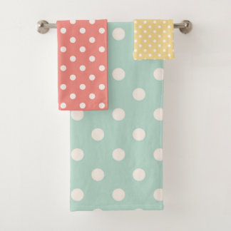 Pastel Polka Dots roze Geel Blauw Bad Handdoek