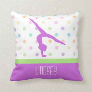Pastel Polka-Stippen Gymnastiek in Lavender Kussen