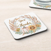 Pastel pompoen bloemen aangepaste herfst bier onderzetter (Linkerzijde)