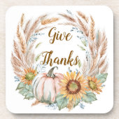Pastel pompoen bloemen aangepaste herfst bier onderzetter (Voorkant)
