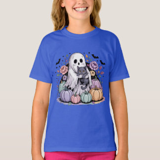 Pastel Pompoen Bloemige Halloween T-shirt