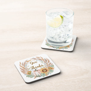 Pastel pompoen bloemstuk custom herfst bier onderzetter