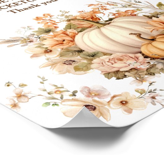 Pastel Pompoen Herfst Baby shower Luier Raffle Tek Poster (Hoek)