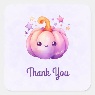 Pastel Pompoen met Sterren Schattig Droomerig Dank Vierkante Sticker