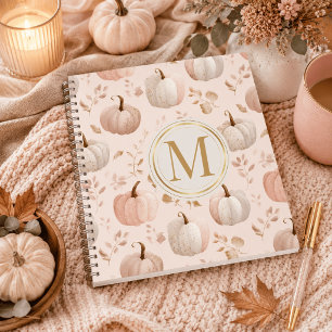 Pastel Pompoen Monogram – Gepersonaliseerde Initia Notitieboek