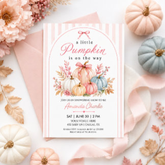 Pastel Pompoen Roze Strik Baby Shower Kaart
