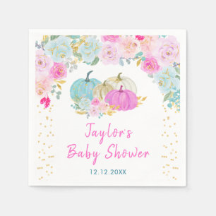 Pastel Pompoenen Bloemige Baby Shower Servet