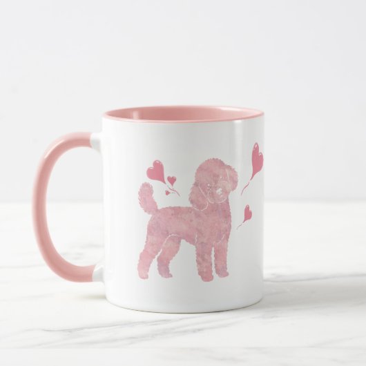 Pastel Poodle Valentine Gift Mug with Custom Name (Gauche)