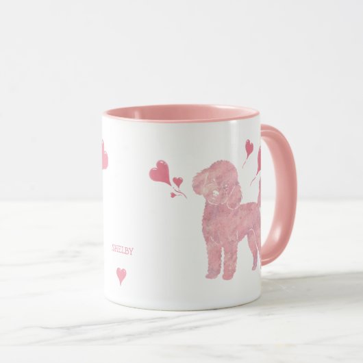 Pastel Poodle Valentine Gift Mug with Custom Name Mok (Voorkant rechts)