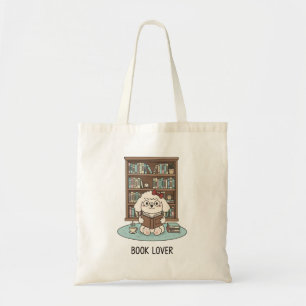 Pastel Poodlepuppy Leest Boeken Heete Thee Boodsch Tote Bag