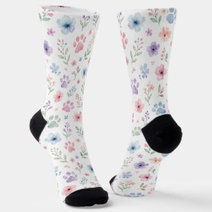 Pastel Pootafdruk Bloemensokken voor Kat- en Hondl Sokken