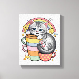 Pastel Pootjes & Regenboogslokjes Canvas Afdruk
