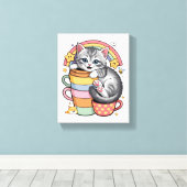 Pastel Pootjes & Regenboomsipjes Canvas Afdruk (Insitu (Houten vloer))