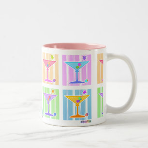 PASTEL POP ART MARTINIS TWEEKLEURIGE KOFFIEMOK