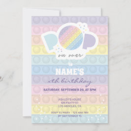 Pastel Pop it Birthday Party Invitation Kaart