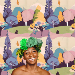 Pastel Pop Kunst Abstracte Tuin, Bomen Peel & Stic Behang