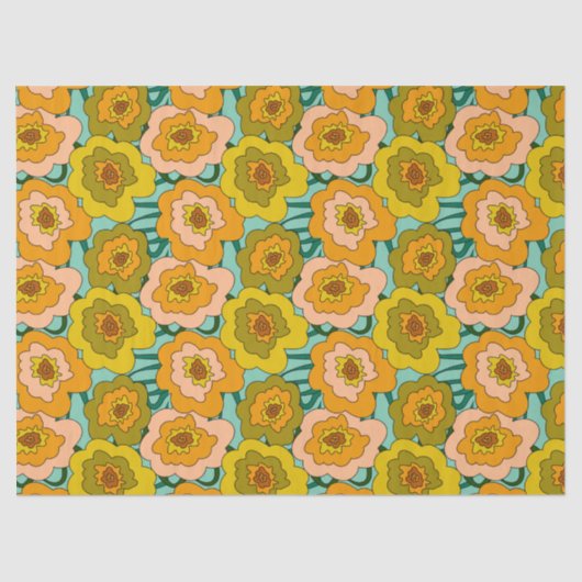 Pastel Poppies Tissue Wrapping Paper Tissuepapier (Voorkant)