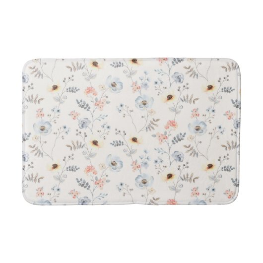 Pastel Poppy Floral Garden Pattern Badmat (Voorkant)