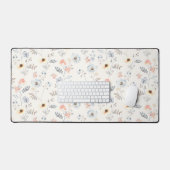 Pastel Poppy Floral Garden Pattern Bureaumat (Keyboard & Muis)