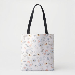 Pastel Poppy Floral Garden Pattern Draagtas