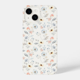 Pastel Poppy Floral Garden Pattern iPhone 14 Hoesje