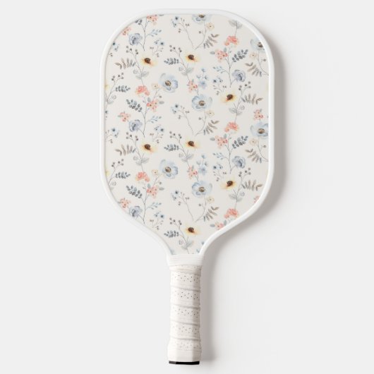 Pastel Poppy Floral Garden Pattern Pickleball Paddle (Achterkant)