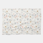 Pastel Poppy Floral Garden Pattern Theedoek (Horizontaal)
